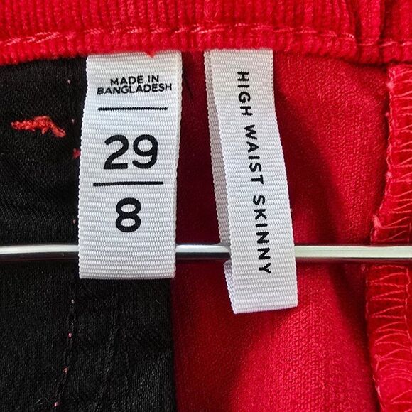 Loft Made and Loved Red Corduroy Pants 29/8 High Waist Skinny Womens 31 x 28 - Picture 9 of 10